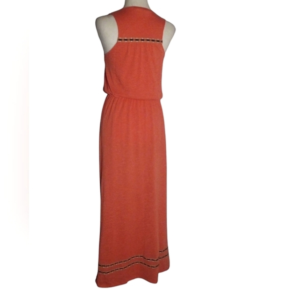 THML Boho Embroidered Flowy Tank Style Lined Maxi Dress Melon Size Small - Picture 5 of 9